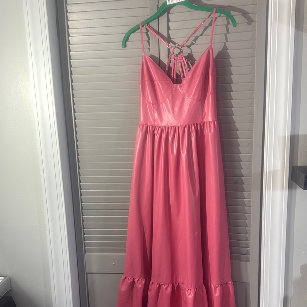 Fate Rose Pink Maxi Dress with Sleeveless Straps